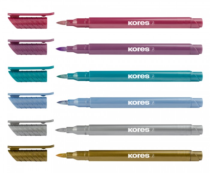 METALLIC STYLE Brush Tip Markers Kores CN