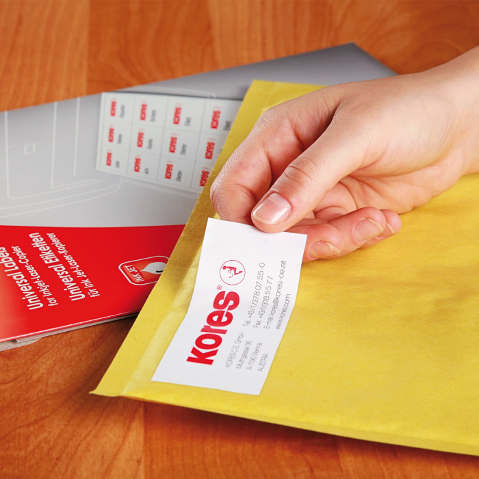 kores.com: Kores Labels in envelopes and boxes